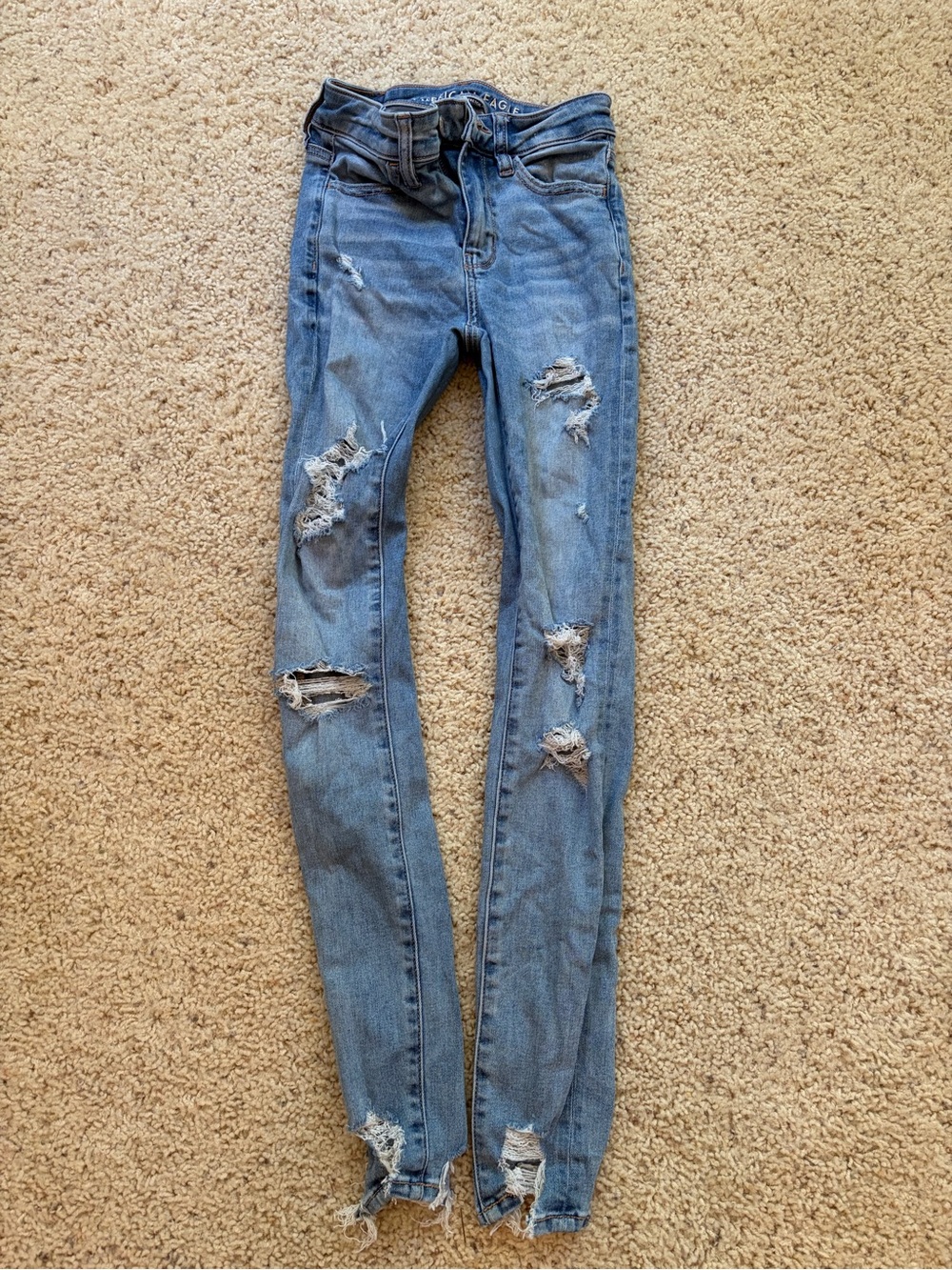 American Eagle Outfitters Distressed Light Blue Skinny Jeans